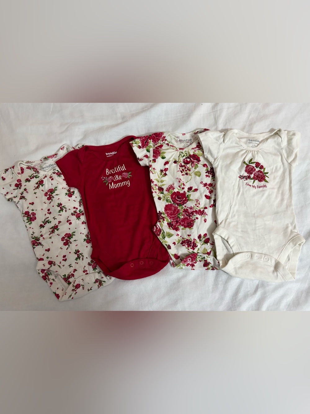 Bundles Baby Place - Floral & Red Baby Onesies bundle